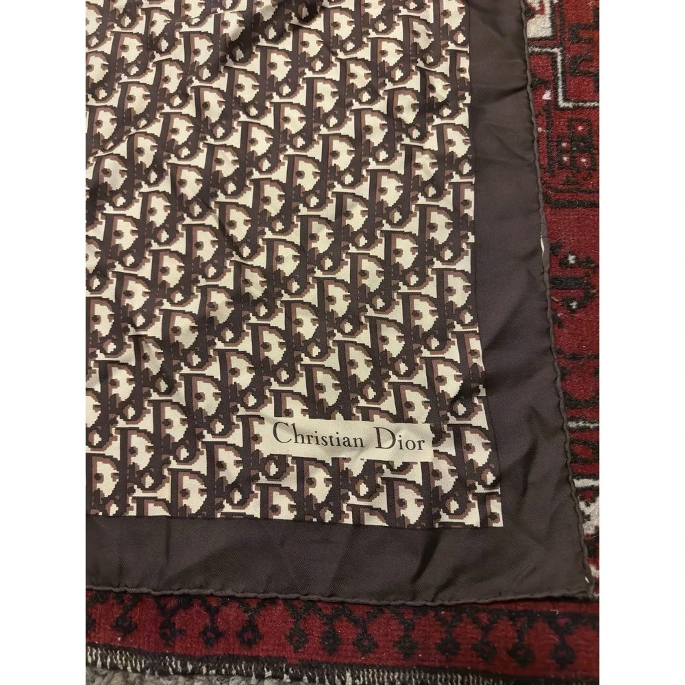 Dior Brown and Cream Monogram Silk Scarf